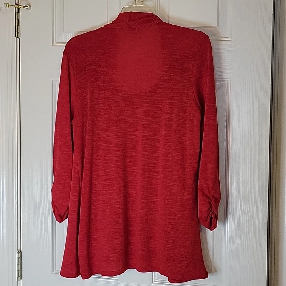 Kim Rogers Blouse Medium Knit Layered Look Black Red